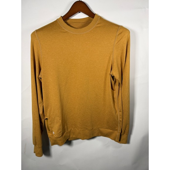 Vuori Tops - Vuori‎ Mens Long Sleeve Performance Crewneck Mustard Yellow Stash Pocket Small